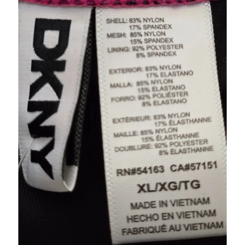 DKNY Ruffle Plunge Tummy Control 1 Piece Swimsuit Womens XL Fushia/BlacK NWT - Picture 12 of 13